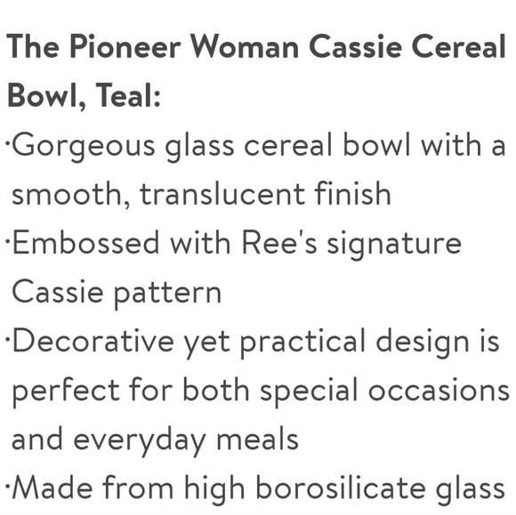 ❤️ New Pioneer Woman Cassie Teal Embossed 4 Piece Bowls - Picture 2 of 7
